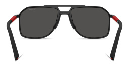 Shop Prada Linea Rossa Logo Signature Aviator Sunglasses in Black online.