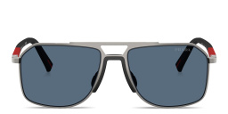 Shop Prada Linea Rossa Logo Signature Aviator Sunglasses in Gunmetal online.