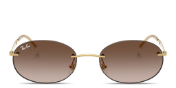Ray-Ban Logo Signature Unisex Rimless Oval Sunglasses in Arista Gold – Product Photo 1