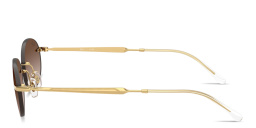 Shop Ray-Ban Logo Signature Unisex Rimless Oval Sunglasses in Arista Gold online.