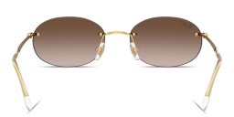 Shop Ray-Ban Logo Signature Unisex Rimless Oval Sunglasses in Arista Gold online.