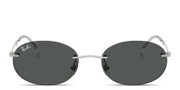 Shop Ray-Ban Logo Signature Unisex Rimless Oval Sunglasses in Silver online.