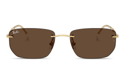 Ray-Ban Logo Signature Unisex Rimless Irregular Sunglasses in Arista Gold – Product Photo 1