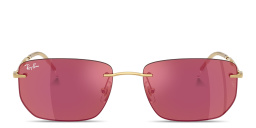 Ray-Ban Logo Signature Unisex Rimless Irregular Sunglasses in Arista Gold – Product Photo 1