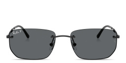 Ray-Ban Logo Signature Unisex Rimless Irregular Sunglasses in Black – Product Photo 1