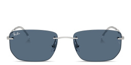 Shop Ray-Ban Logo Signature Unisex Rimless Irregular Sunglasses in Silver online.