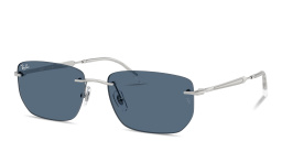 Shop Ray-Ban Logo Signature Unisex Rimless Irregular Sunglasses in Silver online.