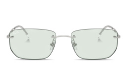 Shop Ray-Ban Logo Signature Unisex Rimless Irregular Sunglasses in Silver online.