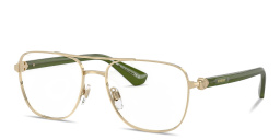 Shop BURBERRY Logo Lettering Aviator Eyeglasses in Gold online.