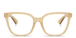Shop BURBERRY Engraved Logo Square Eyeglasses in Transparent Yellow online.