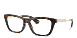 Shop BURBERRY Engraved Logo Rectangle Eyeglasses in Dark Havana online.