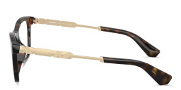 Shop BURBERRY Engraved Logo Rectangle Eyeglasses in Dark Havana online.