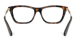 Shop BURBERRY Engraved Logo Rectangle Eyeglasses in Dark Havana online.