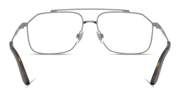 Shop Dolce & Gabbana Engraved Logo Wide Pilot Eyeglasses in Gunmetal online.