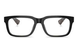 Shop Dolce & Gabbana Logo Signature Wide Rectangle Eyeglasses in Black On Red Havana online.