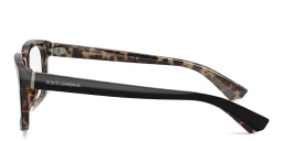 Shop Dolce & Gabbana Logo Signature Wide Rectangle Eyeglasses in Black On Red Havana online.