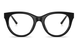 Shop Dolce & Gabbana Engraved Logo Round Eyeglasses in Black online.