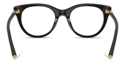 Shop Dolce & Gabbana Engraved Logo Round Eyeglasses in Black online.