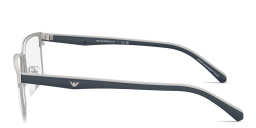 Shop Emporio Armani Eagle Logo Rectangle Eyeglasses in Matte Silver online.