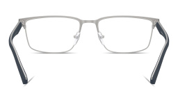 Shop Emporio Armani Eagle Logo Rectangle Eyeglasses in Matte Silver online.