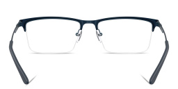 Shop Emporio Armani Eagle Logo Half-Rim Wide Rectangle Eyeglasses in Blue online.