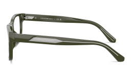 Shop Emporio Armani Logo Signature Rectangle Eyeglasses in Green online.