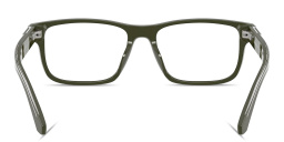 Shop Emporio Armani Logo Signature Rectangle Eyeglasses in Green online.