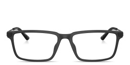 Shop Emporio Armani Eagle Logo Wide Rectangle Eyeglasses in Matte Black online.