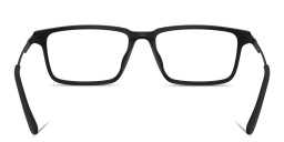 Shop Emporio Armani Eagle Logo Wide Rectangle Eyeglasses in Matte Black online.
