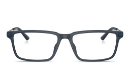 Emporio Armani Eagle Logo Wide Rectangle Eyeglasses in Matte Blue – Product Photo 1