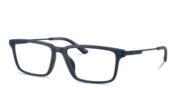 Emporio Armani Eagle Logo Wide Rectangle Eyeglasses in Matte Blue – Product Photo 2