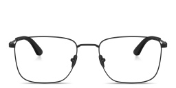 Shop GIORGIO ARMANI Logo Signature Rectangle Eyeglasses in Matte Black online.