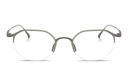 GIORGIO ARMANI Logo Signature Half-Rim Irregular Eyeglasses in Matte Gunmetal – Product Photo 1