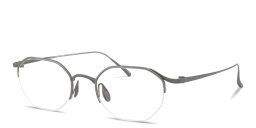 Shop GIORGIO ARMANI Logo Signature Half-Rim Irregular Eyeglasses in Matte Gunmetal online.