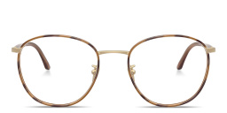 Shop GIORGIO ARMANI Logo Signature Panthos Eyeglasses in Gold online.