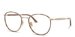 Shop GIORGIO ARMANI Logo Signature Panthos Eyeglasses in Gold online.