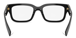 Shop MIU MIU Vertical Logo Square Eyeglasses in Black online.