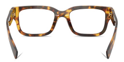Shop MIU MIU Vertical Logo Square Eyeglasses in Honey Havana online.