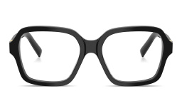 Shop MIU MIU Vertical Logo Oversized Square Eyeglasses in Black online.