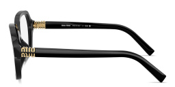 Shop MIU MIU Vertical Logo Oversized Square Eyeglasses in Black online.