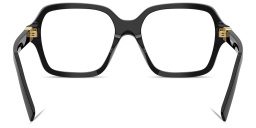 Shop MIU MIU Vertical Logo Oversized Square Eyeglasses in Black online.