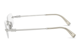 Shop MIU MIU Vertical Logo Rimless Rectangle Eyeglasses in Silver online.