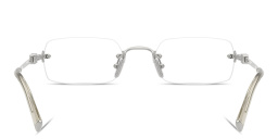 Shop MIU MIU Vertical Logo Rimless Rectangle Eyeglasses in Silver online.
