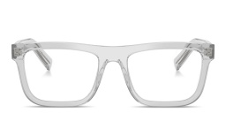 Shop PRADA Logo Signature Pillow Eyeglasses in Crystal Grey online.