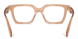 Shop PRADA Logo Signature Square Eyeglasses in Transparent Chocolate online.
