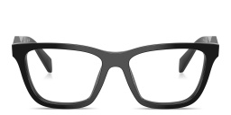 Shop PRADA Logo Signature Butterfly Eyeglasses in Black online.