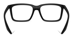 Shop Prada Linea Rossa Logo Signature Wide Rectangle Eyeglasses in Rubber Black online.