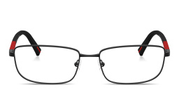 Shop Prada Linea Rossa Logo Signature Wide Pillow Eyeglasses in Matte Black online.