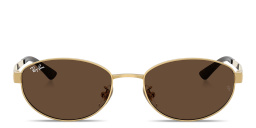 Shop Ray-Ban Engraved Logo Unisex Oval Sunglasses in Arista Gold online.