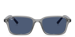 Shop Ray-Ban Embossed Logo Kids Square Sunglasses in Transparent Grey online.